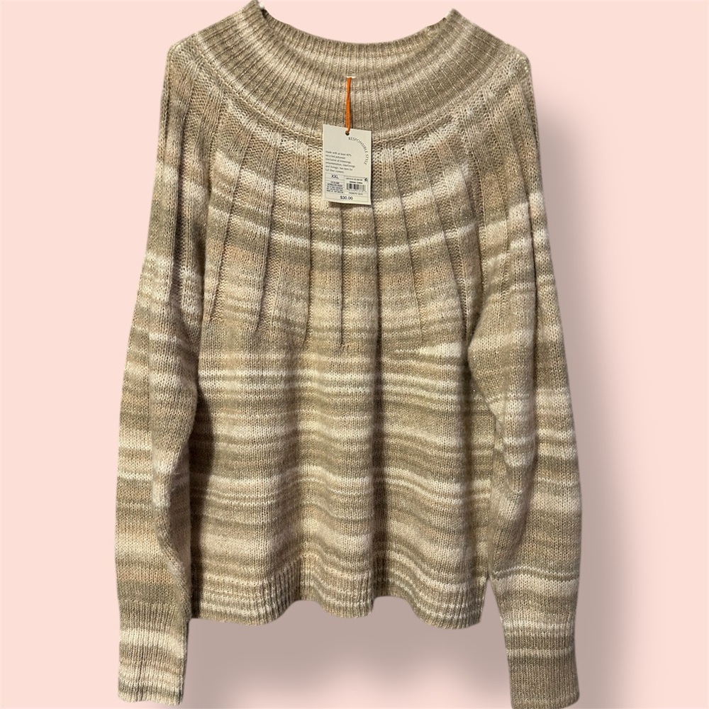 Striped Beige Women's Sweater size XXL